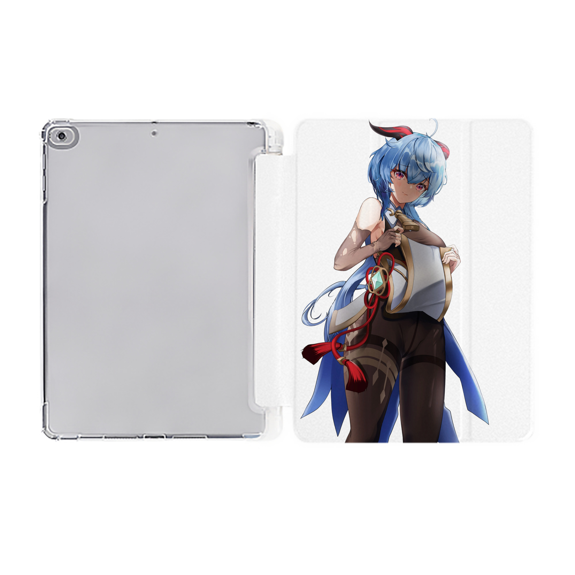 げんし神 甘雨 かんう genshin Ganyu IPad ケース ペン収納付き 三つ折りスタンド PUレザー×シリコン 対応機種9.5/10.5/10.9インチ